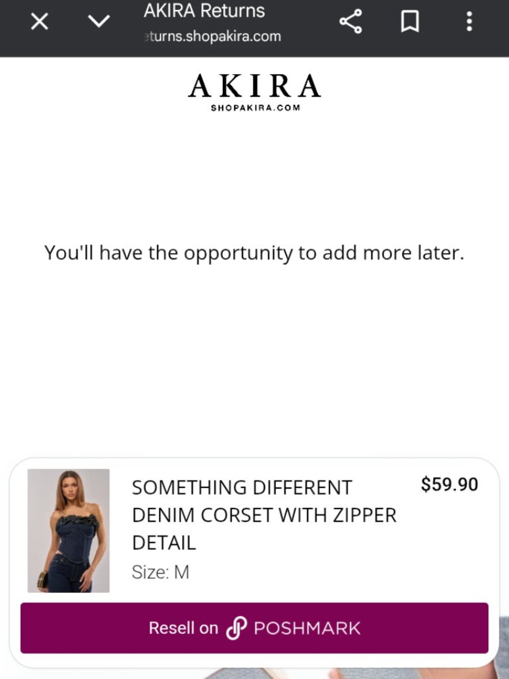 AKIRA SOMETHING DIFFERENT DENIM CORSET WITH ZIPPER DETAIL Size MM